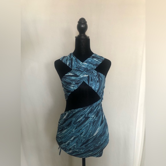 Psychedelic Maxi Blue Dress - Picture 1 of 8